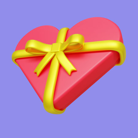 chocolate box 3d illustration. love shaped box of chocolate 3d renderの写真素材