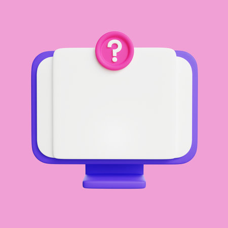 Desktop PC Question and Answer 3d Illustrationの写真素材