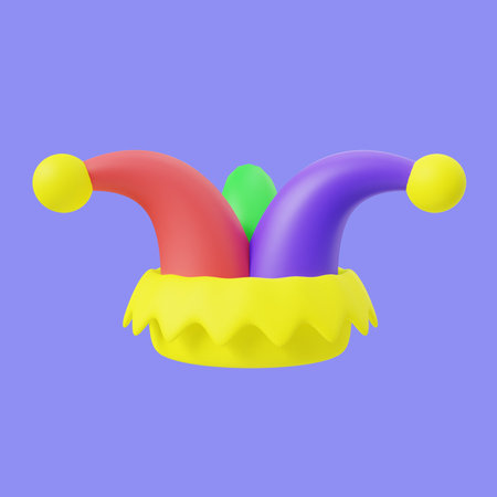 clown hat 3d illustration. Jester clown hat 3d renderの写真素材