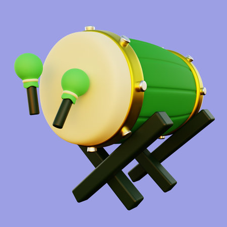 3d Illustration of Bedug or Islamic Drumの写真素材