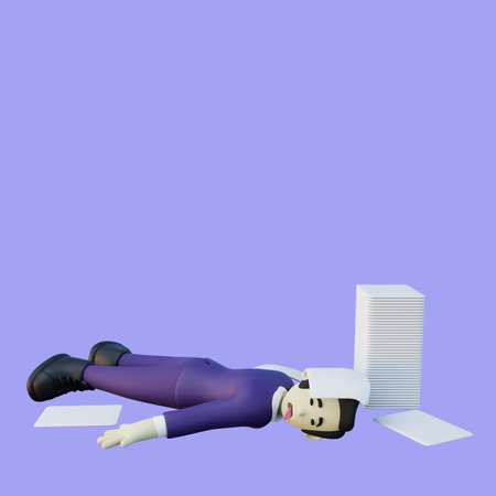 3d Illustration of Fainted Office Employeeの写真素材