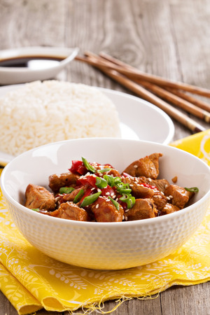 Pork stir fry with vegetables in asian styleの写真素材