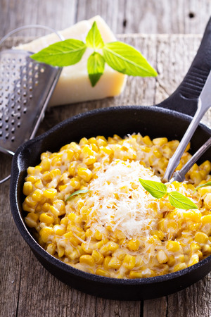 Creamy corn with parmesanの写真素材