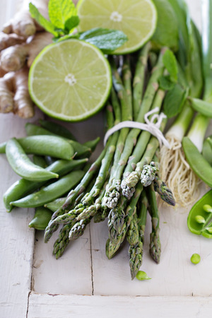 Healthy green produce on whiteの写真素材