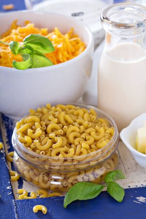 Ingredients for macaroni and cheeseの写真素材