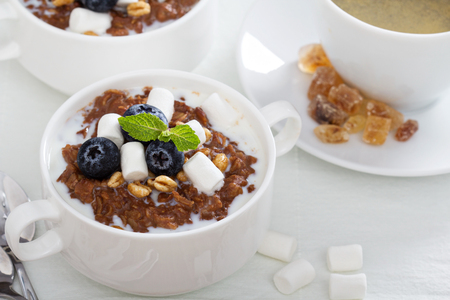 Chocolate banana oatmealの写真素材