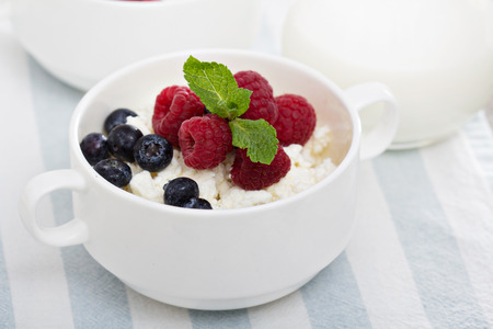 Colofrul healthy breakfast with cottage cheeseの写真素材