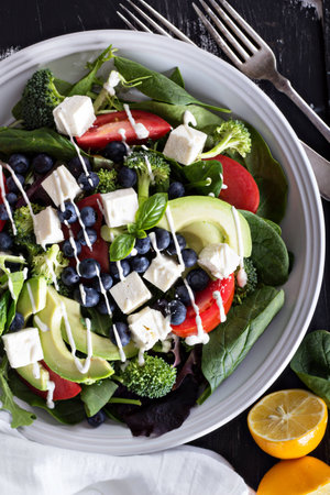 Happy and colorful saladの写真素材