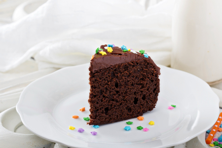 Chocolate sour cream cake with frostingの写真素材