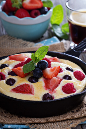 Pancake with berries fluffy and colorfulの写真素材