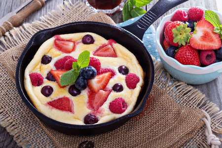 Pancake with berries fluffy and colorfulの写真素材