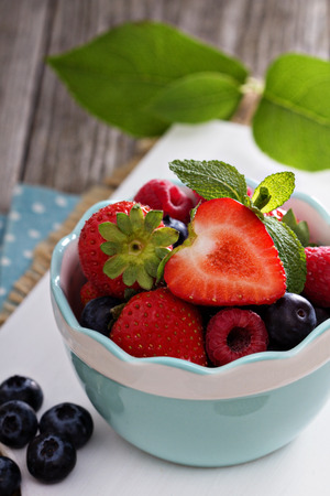 Bowl with assorted berriesの写真素材