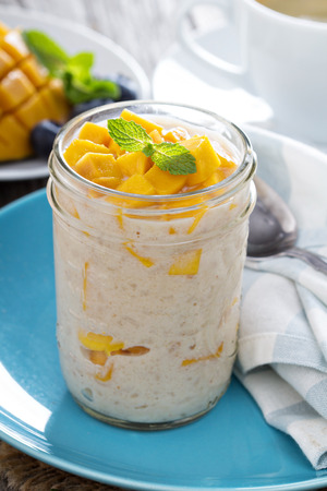 Coconut mango rice puddingの写真素材