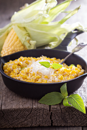 Creamy corn with parmesanの写真素材