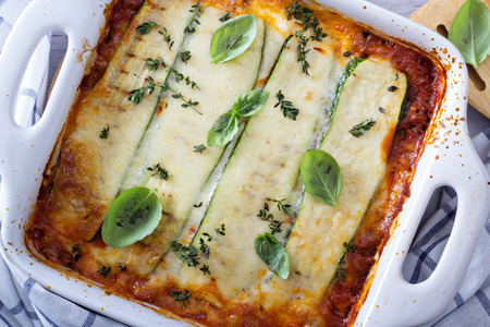 Healthy zucchini lasagna bologneseの写真素材