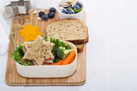 Lunch box with sandwich and salad Lunch box with sandwich and salad