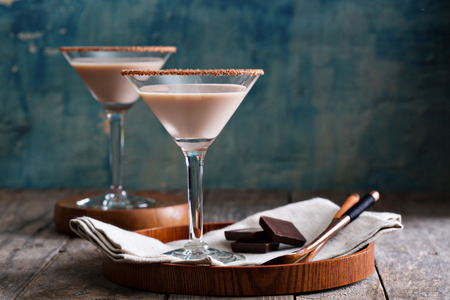 Chocolate martini coctail made from chocolate, cream and vodkaの写真素材