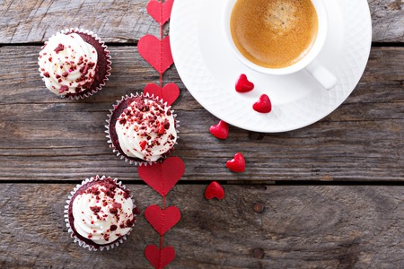 Red velvet cupcakes for Valentines dayの写真素材