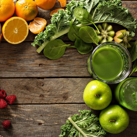 Variety of fresh vegetable and fruit juices