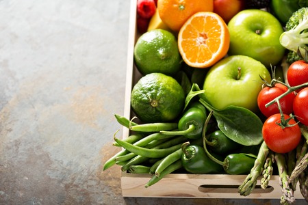 Fresh colorful vegetables and fruitsの写真素材
