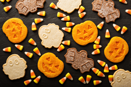 Halloween pumpkin cookiesの写真素材