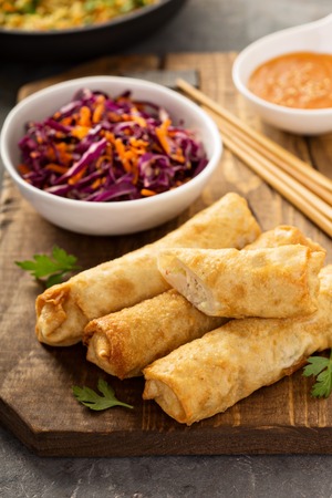 Egg rolls with cabbage and chicken