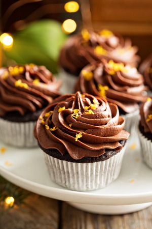 Chocolate orange cupcakes for Christmasの写真素材