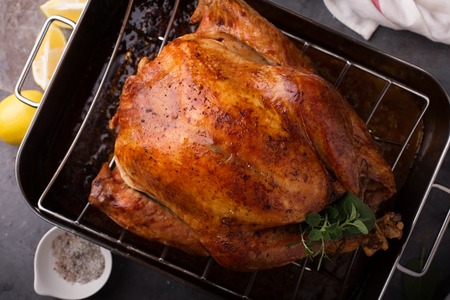 Cooked turkey ready for carvingの写真素材
