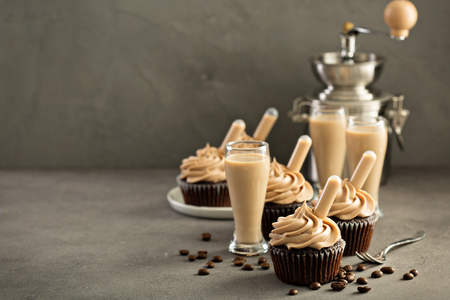 Chocolate espresso cupcakes with irish cream liquorの写真素材