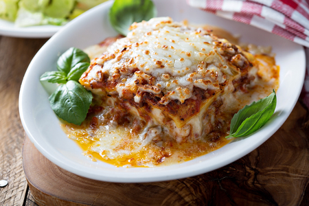 Traditional lasagna with bolognese sauceの写真素材