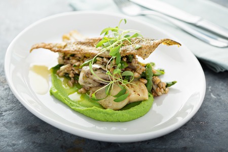 Gourmet grilled trout with crisped skin