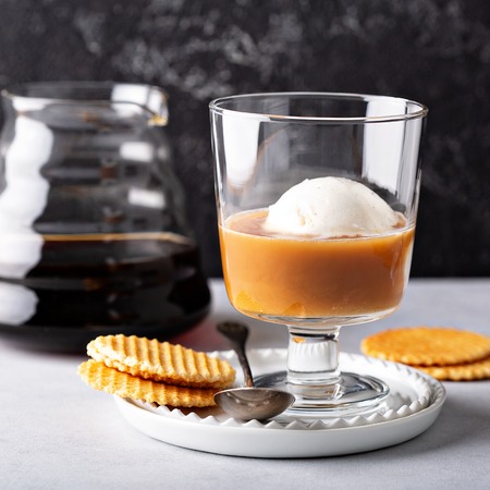 Coffee with vanilla ice cream