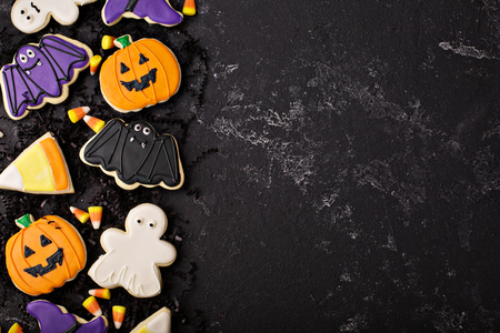Halloween cookies decorated with royal icingの写真素材