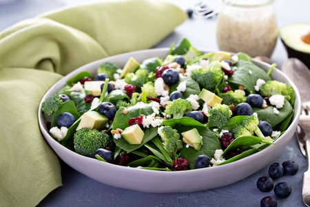 Fresh spinach and feta saladの写真素材