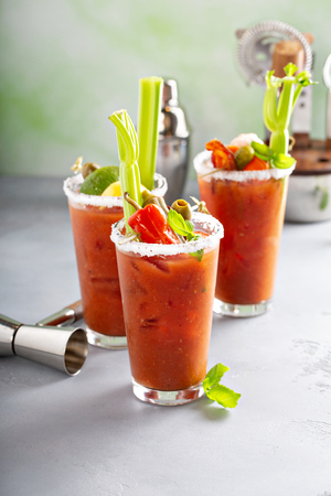 Bloody mary cocktails for brunchの写真素材