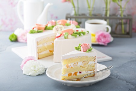 Mothers day cake with flowersの写真素材