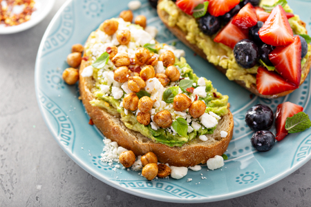 Healthy avocado toast duoの写真素材