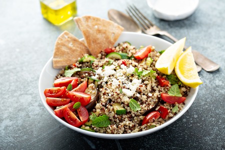 Grilled vegetables and quinoa salad with feta cheeseの写真素材