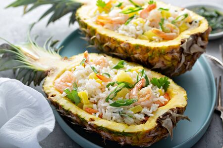 Pineapple shrimp riceの写真素材