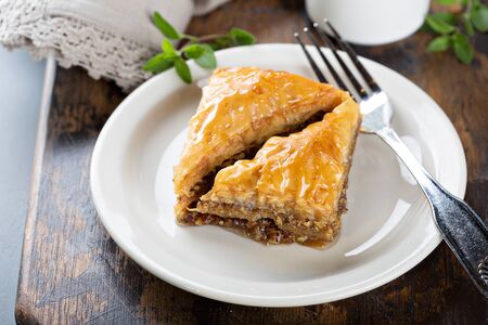 Baklava dessert on a plateの写真素材