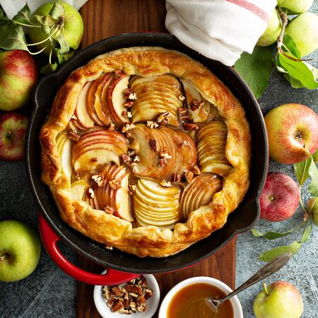 Apple galette in a cast iron panの写真素材