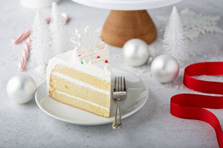 White Christmas cakeの写真素材