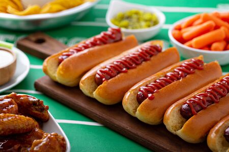 Hot dogs for game day, super bowl foodの写真素材