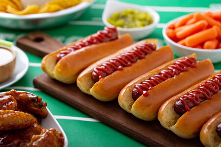 Hot dogs for game day, super bowl foodの素材 [FY310141007632]