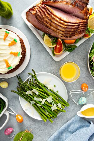 Roasted asparagus with parmesan for Easter brunchの写真素材
