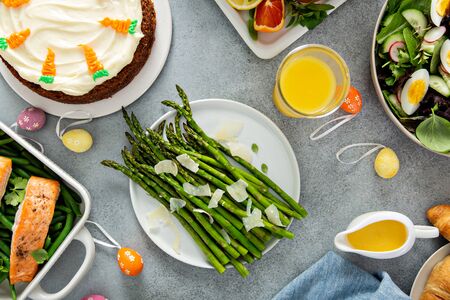 Roasted asparagus with parmesan for Easter brunchの写真素材