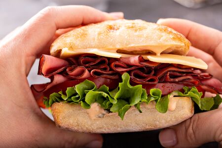 Healthy and filling roastbeef sandwichの写真素材
