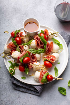 Appetizer antipasto skewersの写真素材
