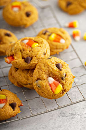 Candy corn and chocolate pumpkin cookies