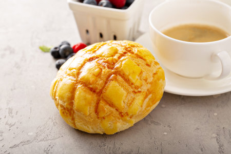 Freshly baked glazed pastry for breakfastの写真素材